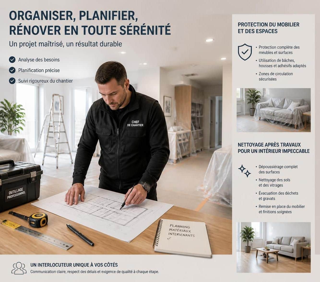 découvrez nos astuces efficaces pour réussir votre rénovation intérieure rapidement tout en maintenant un chantier propre et organisé.